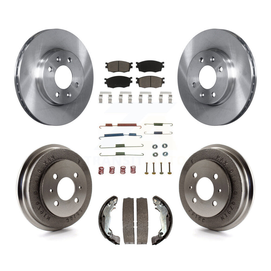 Front Rear Disc Brake Rotors Ceramic Pads And Drum Kit (7Pc) For 2006 Hyundai Accent Sedan To 09 30 05 K8C-102312