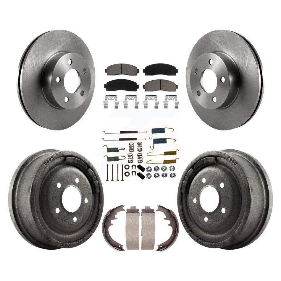 Front Rear Disc Brake Rotors Ceramic Pads And Drum Kit (7Pc) For Ford Ranger Mazda B4000 With 10" Diameter K8C-102317
