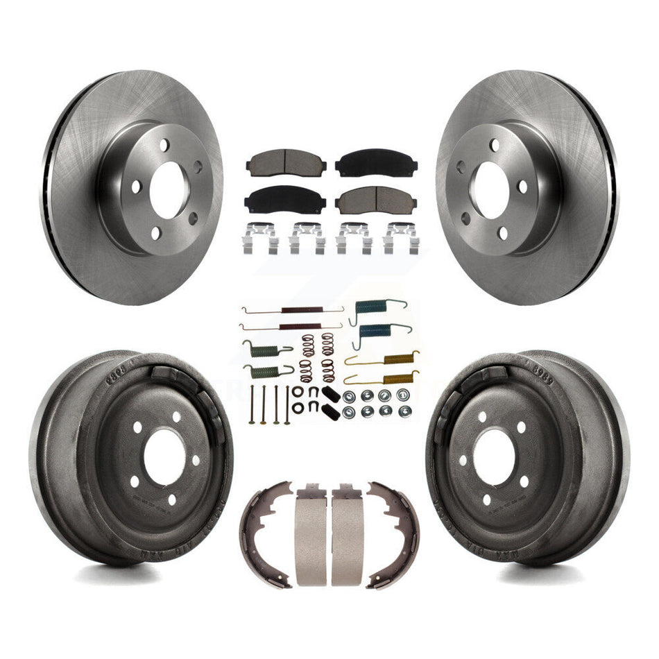 Front Rear Disc Brake Rotors Ceramic Pads And Drum Kit (7Pc) For Ford Ranger Mazda B4000 With 10" Diameter K8C-102317
