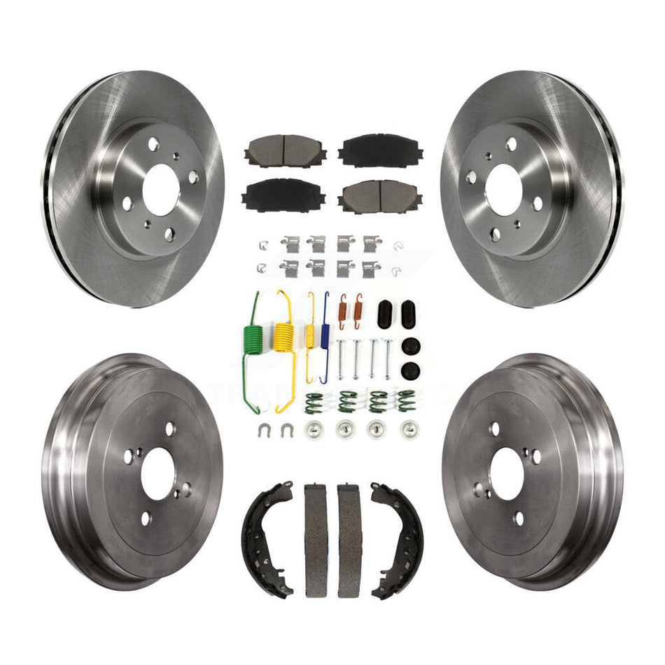 Front Rear Disc Brake Rotors Ceramic Pads And Drum Kit (7Pc) For Toyota Yaris K8C-102320