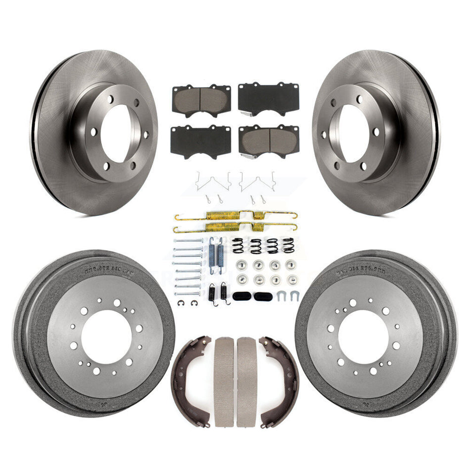 Front Rear Disc Brake Rotors Ceramic Pads And Drum Kit (7Pc) For 2000-2002 Toyota Tundra 5.3" Plate Length K8C-102338