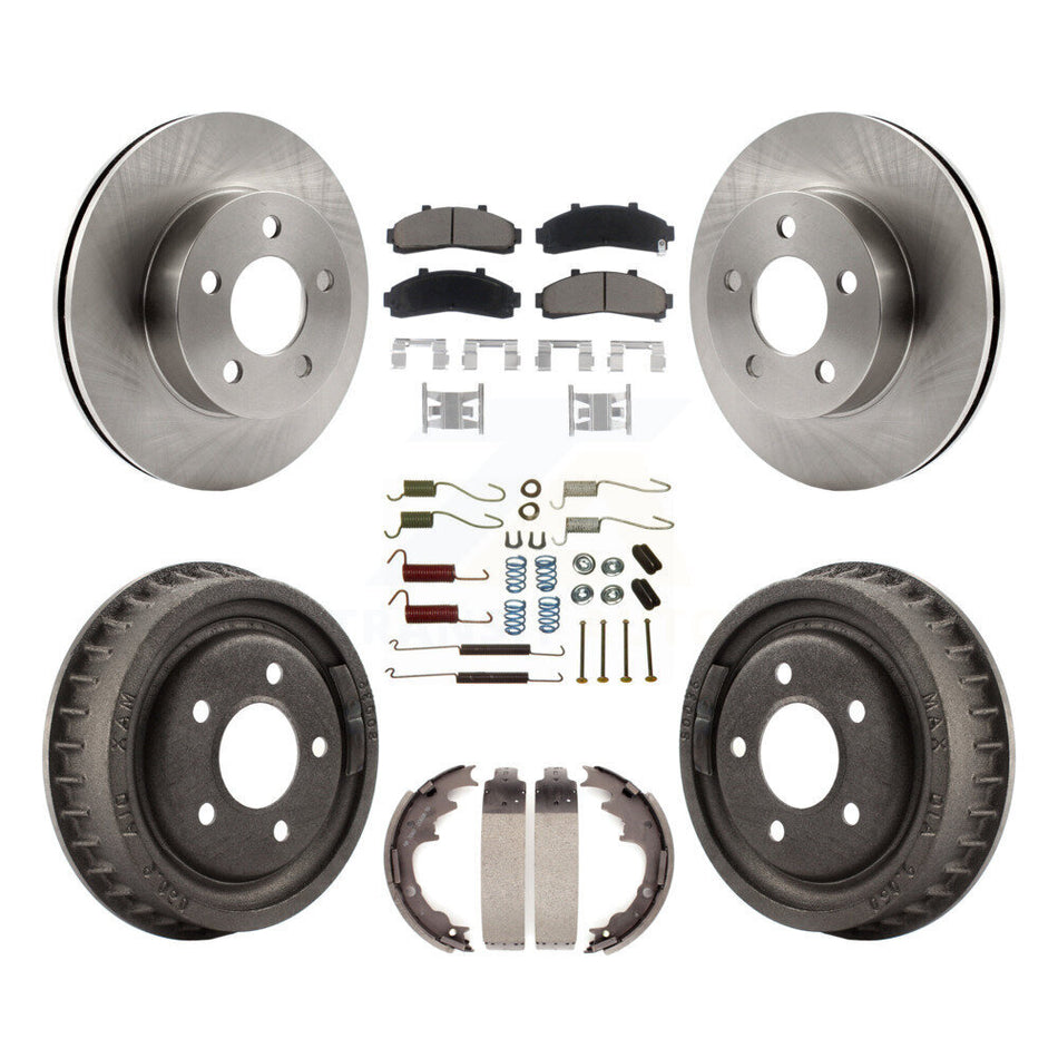 Front Rear Disc Brake Rotors Ceramic Pads And Drum Kit (7Pc) For Ford Ranger Mazda B3000 B4000 With 9" Diameter 4WD K8C-102352