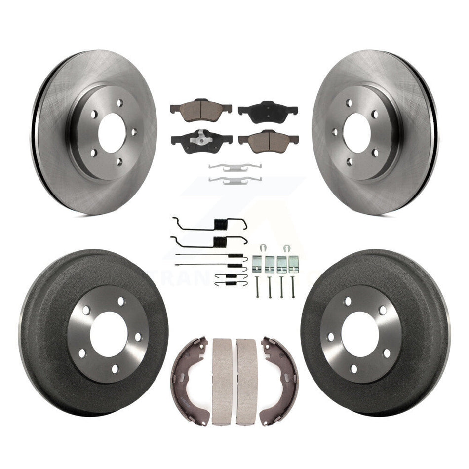 Front Rear Disc Brake Rotors Ceramic Pads And Drum Kit (7Pc) For Ford Escape Mercury Mariner K8C-102355