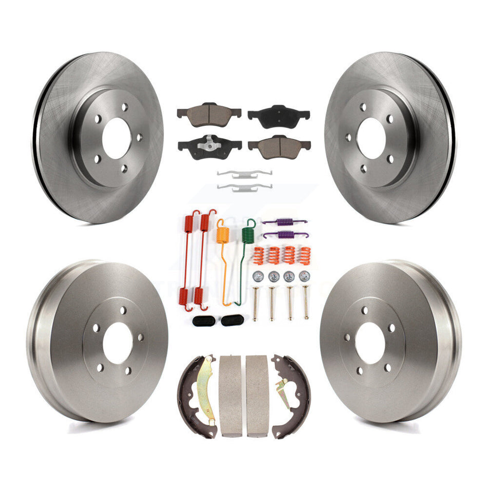 Front Rear Disc Brake Rotors Ceramic Pads And Drum Kit (7Pc) For Ford Escape Mercury Mariner Mazda Tribute K8C-102358