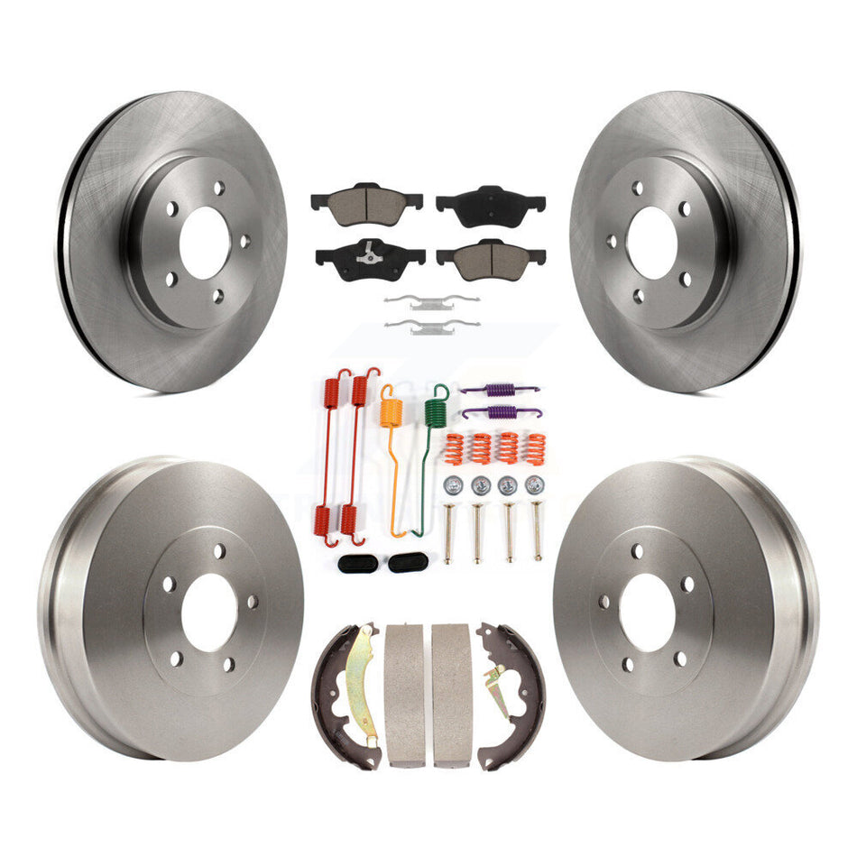 Front Rear Disc Brake Rotors Ceramic Pad & Drum Kit (7Pc) For Ford Escape Mercury Mariner K8C-102359