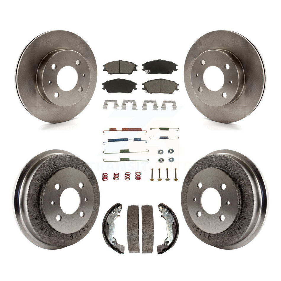 Front Rear Disc Brake Rotors Ceramic Pads And Drum Kit (7Pc) For 2003-2005 Hyundai Accent K8C-102366