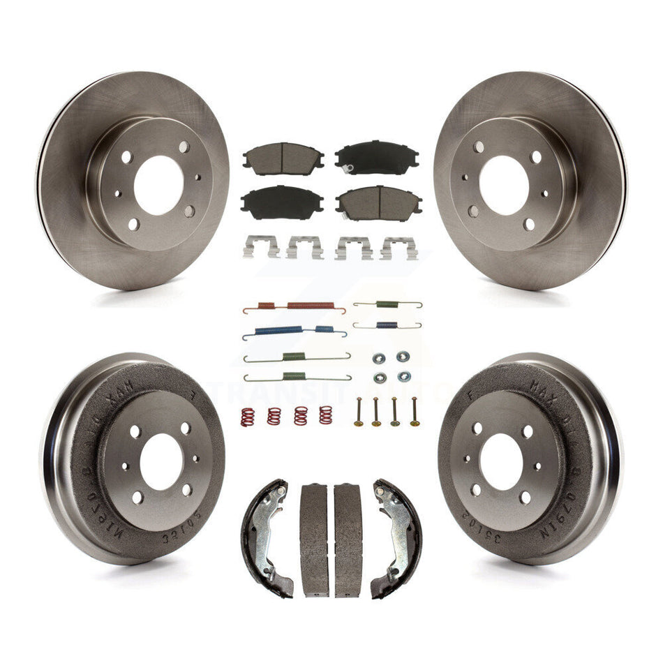 Front Rear Disc Brake Rotors Ceramic Pads And Drum Kit (7Pc) For 2003-2005 Hyundai Accent K8C-102366