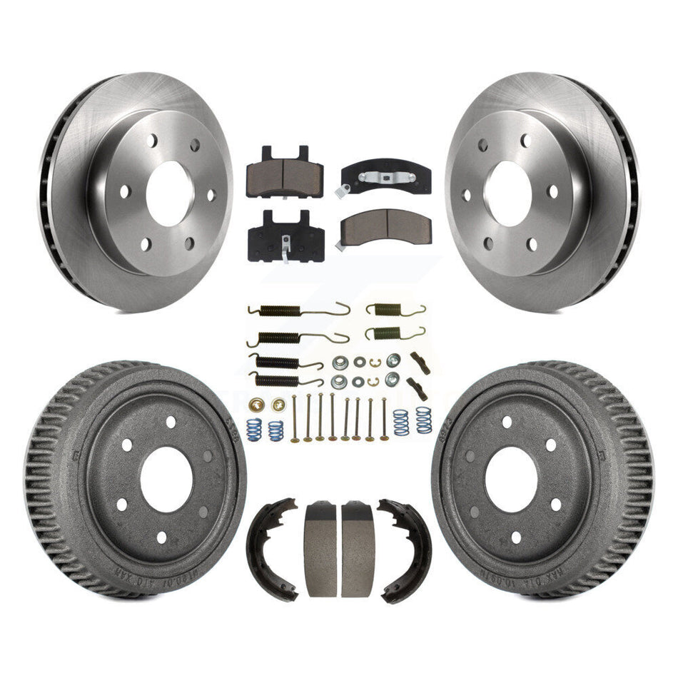 Front Rear Disc Brake Rotors Ceramic Pads And Drum Kit (7Pc) For 1995-1997 GMC Yukon 2 doors with 4WD DIESEL engine With 11" Diameter K8C-102371