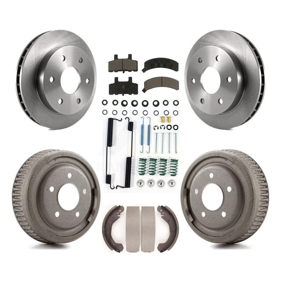 Front Rear Disc Brake Rotors Ceramic Pads And Drum Kit (7Pc) For GMC Yukon 4WD With 10" Diameter 5 Lug Wheels K8C-102372