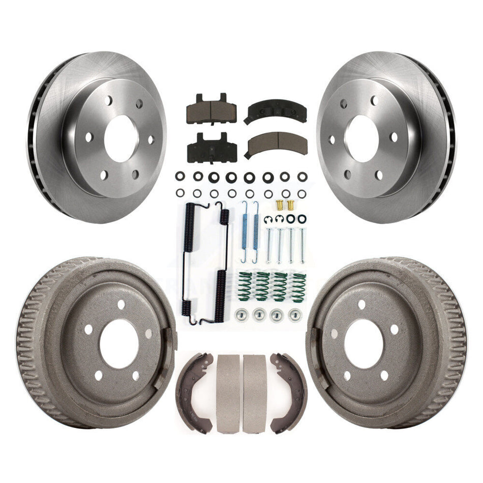 Front Rear Disc Brake Rotors Ceramic Pads And Drum Kit (7Pc) For GMC Yukon 4WD With 10" Diameter 5 Lug Wheels K8C-102372
