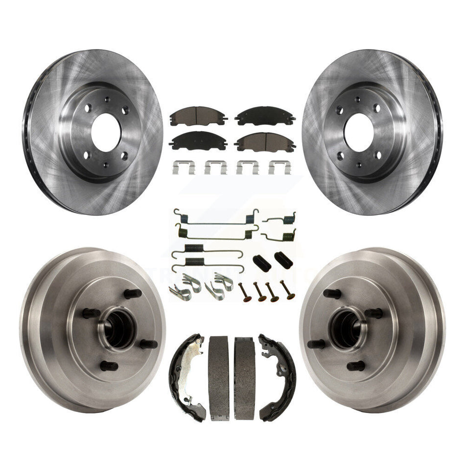 Front Rear Disc Brake Rotors Ceramic Pads And Drum Kit (7Pc) For 2008 Ford Focus Wheel Bearing Includes K8C-102377