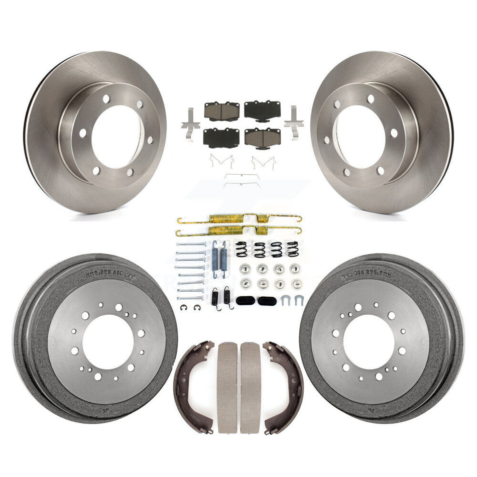 Front Rear Disc Brake Rotors Ceramic Pads And Drum Kit (7Pc) For 1995-1998 Toyota Tacoma 4WD K8C-102384