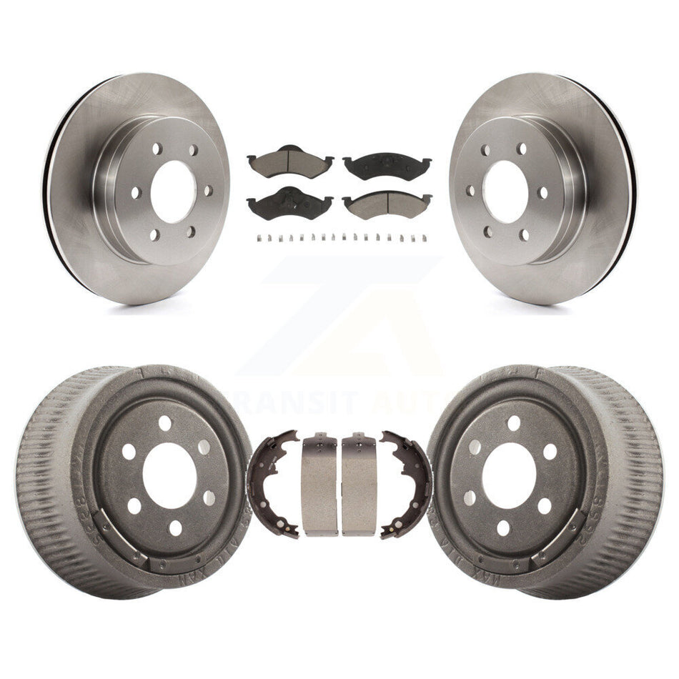 Front Rear Disc Brake Rotors Ceramic Pads And Drum Kit For 2000-2002 Dodge Dakota With 9" Diameter K8C-102393