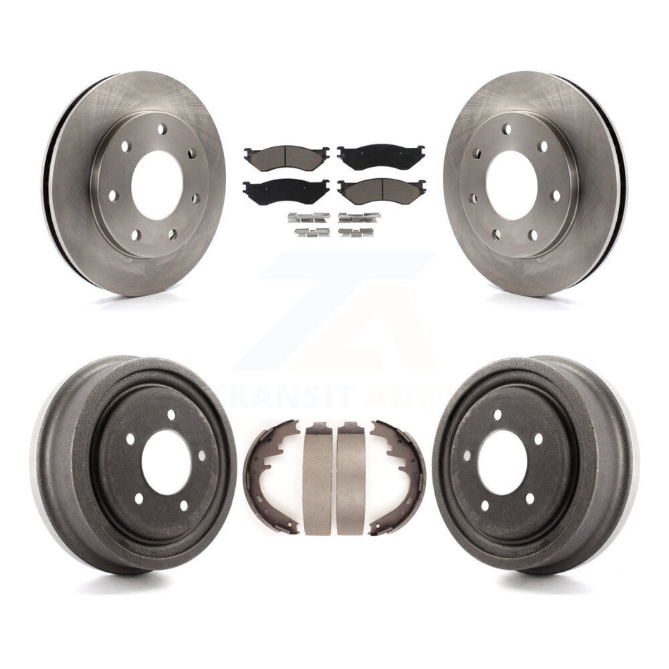 Front Rear Disc Brake Rotors Ceramic Pads And Drum Kit For 1999 Ford F-150 4WD With 7 Lug Wheels K8C-102406