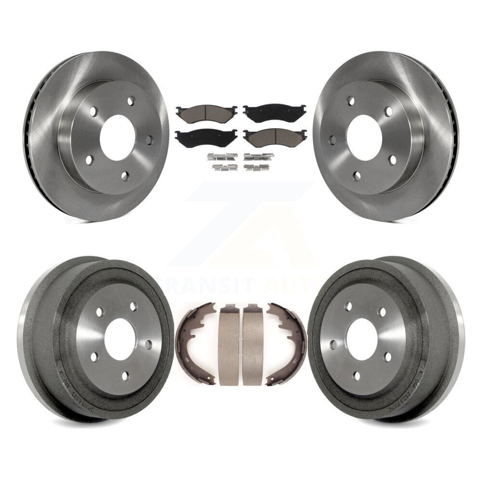 Front Rear Disc Brake Rotors Ceramic Pads And Drum Kit For 2000-2001 Dodge Ram 1500 RWD K8C-102408