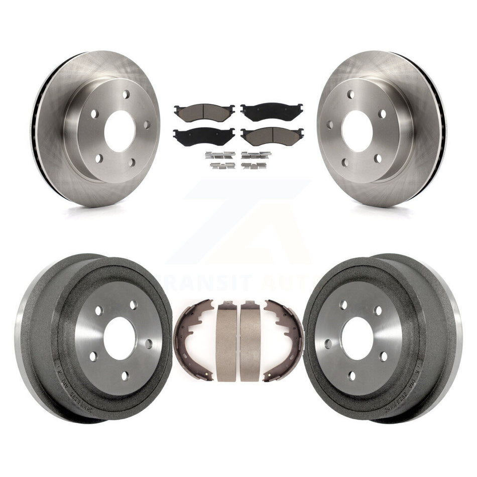 Front Rear Disc Brake Rotors Ceramic Pads And Drum Kit For 2000-2001 Dodge Ram 1500 4WD K8C-102409