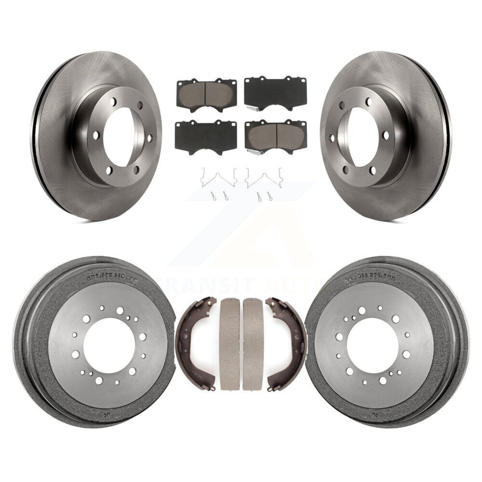 Front Rear Disc Brake Rotors Ceramic Pads And Drum Kit For 2000-2002 Toyota Tundra 5.3" Plate Length K8C-102413