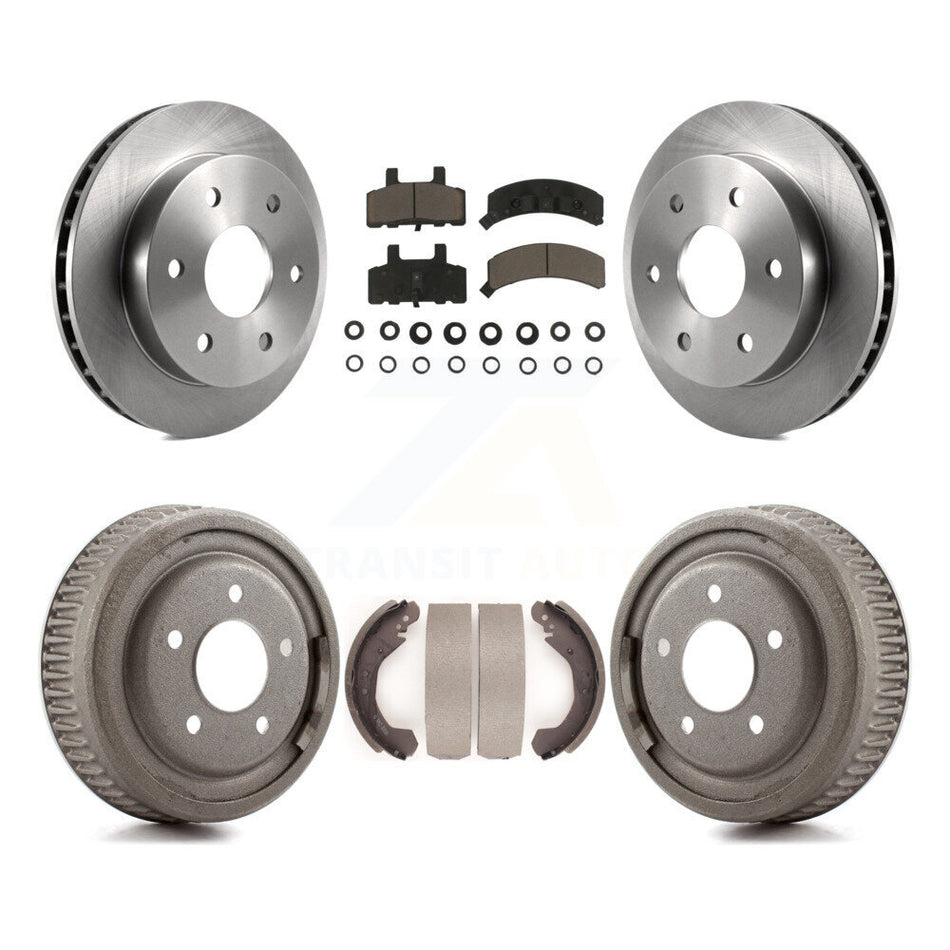 Front Rear Disc Brake Rotors Ceramic Pads And Drum Kit For GMC Yukon 4WD With 10" Diameter 5 Lug Wheels K8C-102489