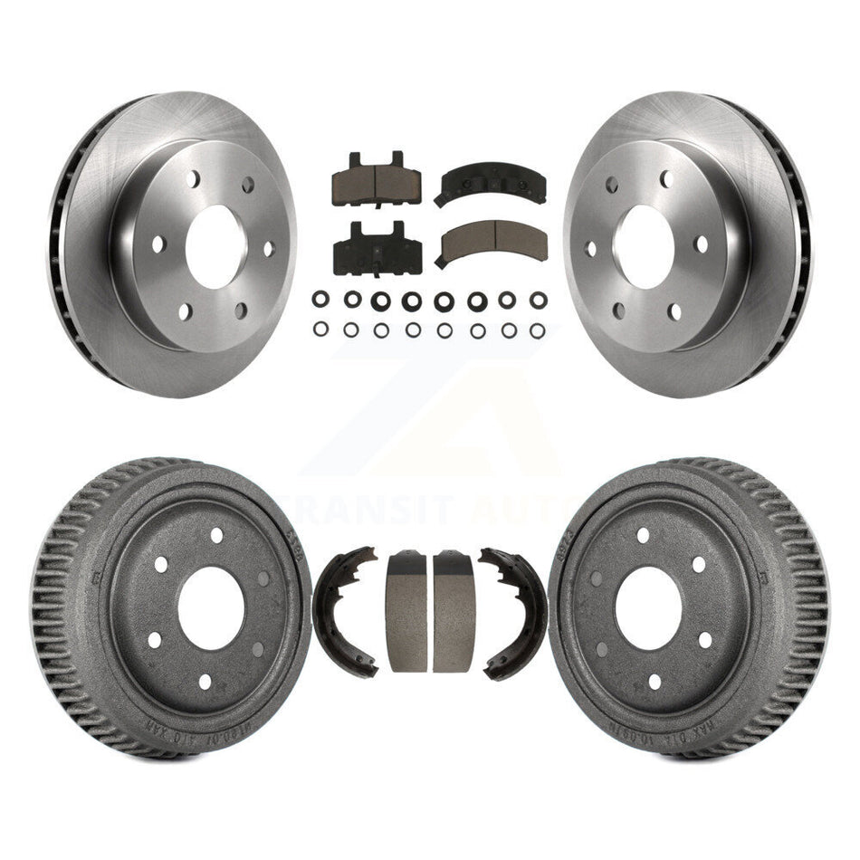 Front Rear Disc Brake Rotors Ceramic Pads And Drum Kit For 1995-1997 GMC Yukon 2 doors with 4WD GAS engine With 11" Diameter K8C-102490