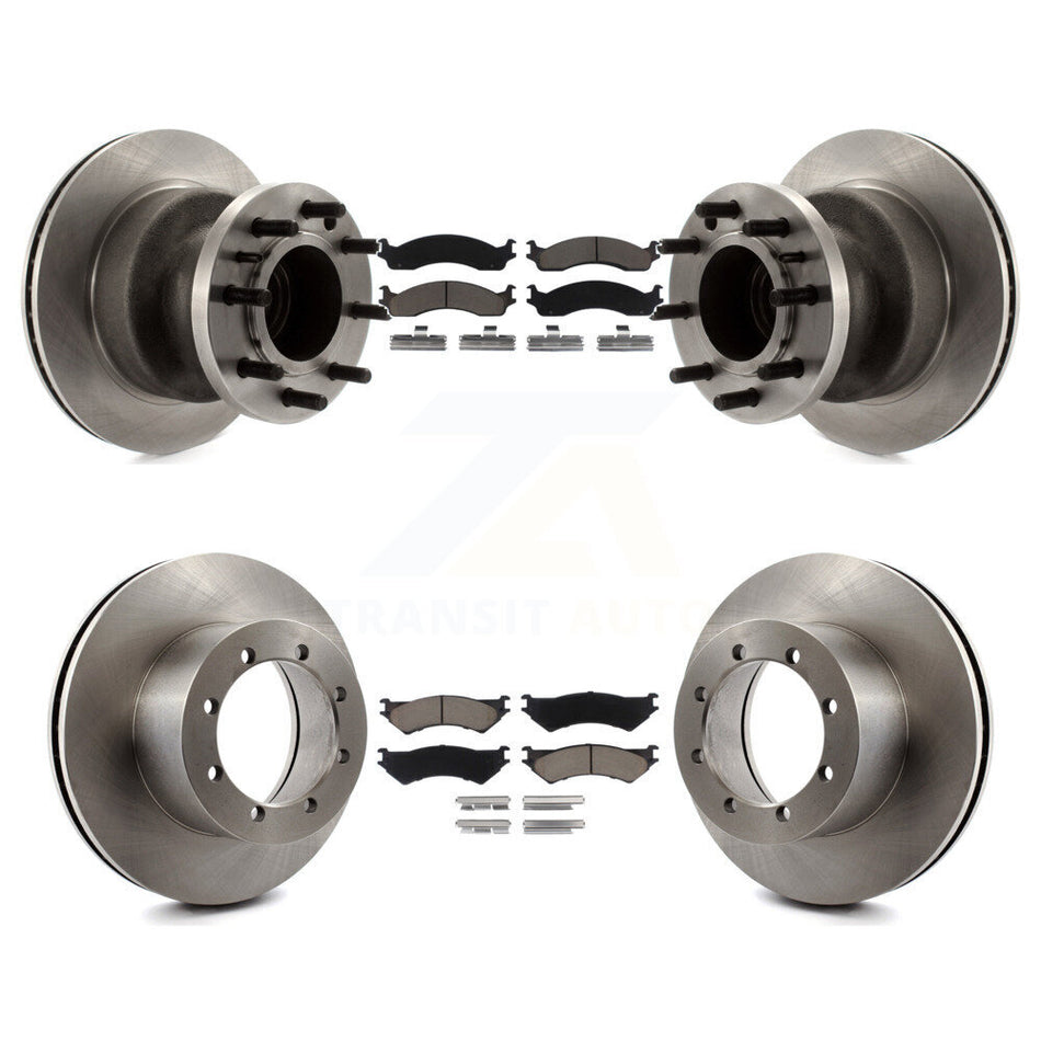 Front Rear Disc Brake Rotors And Ceramic Pads Kit For 1999-2001 Ford E-350 Super Duty With Dual Wheels Driveline Mounted Parking K8C-102644