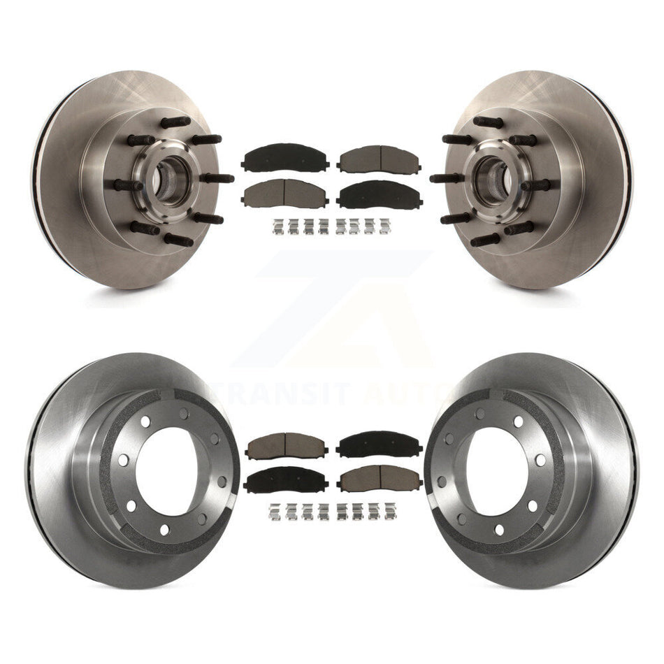 Front Rear Disc Brake Rotors And Ceramic Pads Kit For 2013 Ford F-350 Super Duty Platinum with RWD 6.7L With Single Wheels K8C-102662