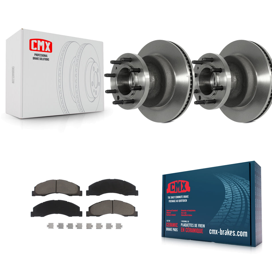 Front Disc Brake Rotors Hub Assembly And Ceramic Pads Kit For Ford E-350 Super Duty E-450 Econoline K8C-102670