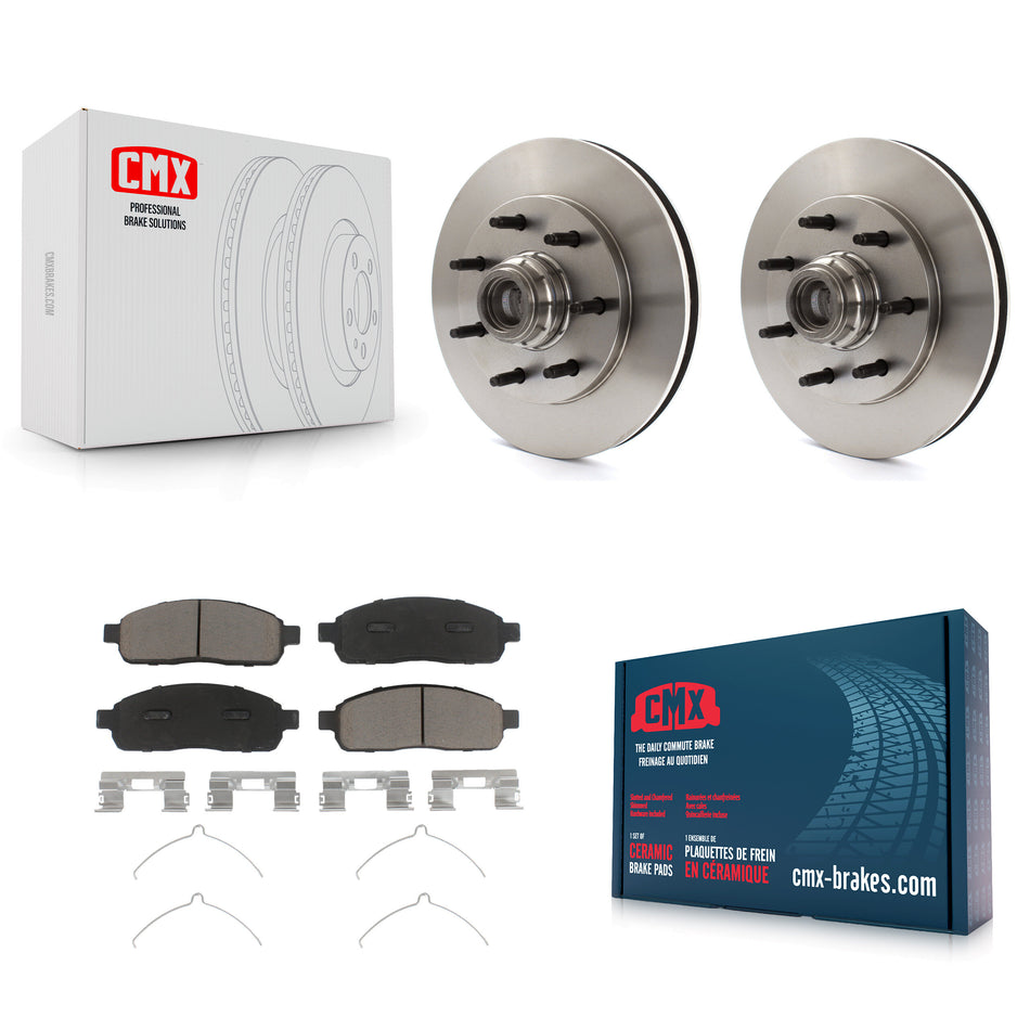 Front Disc Brake Rotors Hub Assembly And Ceramic Pads Kit For 2004 Ford F-150 RWD With 7 Lug Wheels 11th Digit Of Vin Is C K8C-102693