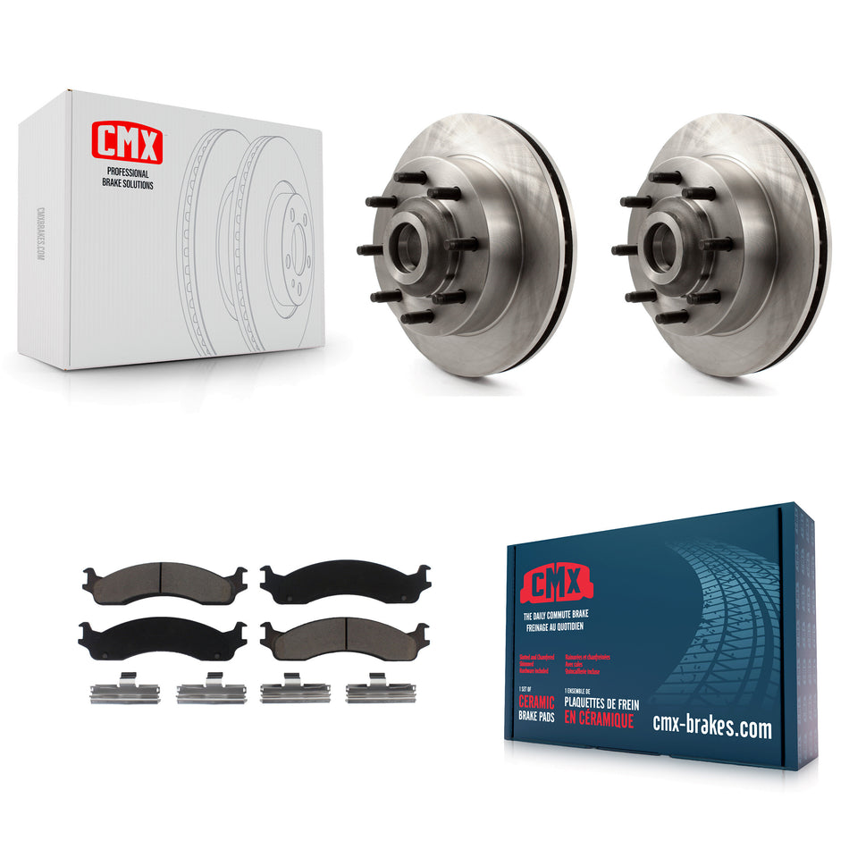Front Disc Brake Rotors Hub Assembly And Ceramic Pads Kit For Dodge Ram 2500 3500 Van B3500 B2500 K8C-102694