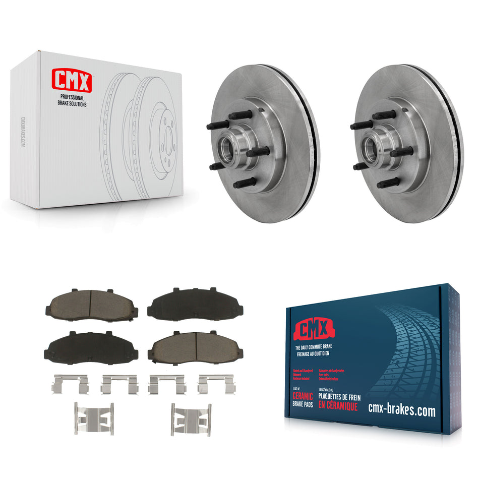Front Disc Brake Rotors Hub Assembly And Ceramic Pads Kit For 2002-2003 Lincoln Blackwood K8C-102719