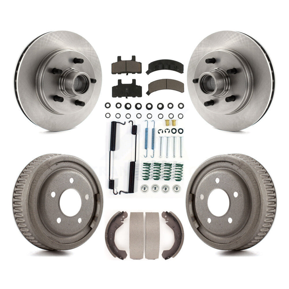 Front Rear Disc Brake Rotors Hub Assembly Ceramic Pads And Drum Kit (7Pc) For 1988-1991 C1500 Chevrolet GMC K8C-102723