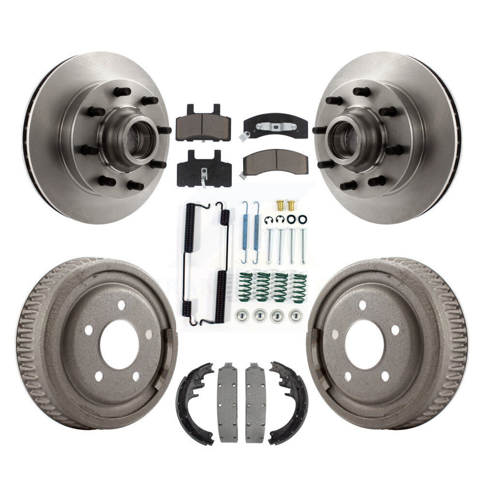 Front Rear Disc Brake Rotors Hub Assembly Ceramic Pads And Drum Kit (7Pc) For 1998-1999 Chevrolet C1500 Suburban DIESEL engine With 10" Diameter K8C-102729