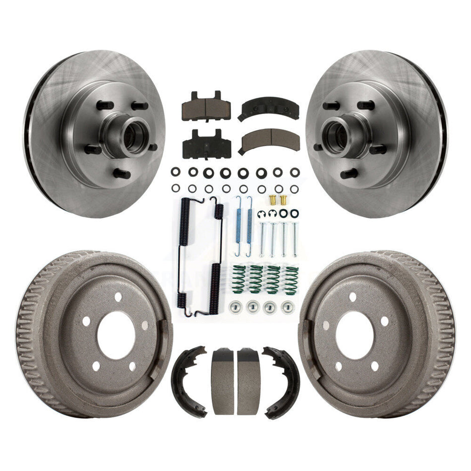 Front Rear Disc Brake Rotors Hub Assembly Ceramic Pads And Drum Kit (7Pc) For 1997-1999 Chevrolet C1500 Suburban GAS engine With 10" Diameter K8C-102730