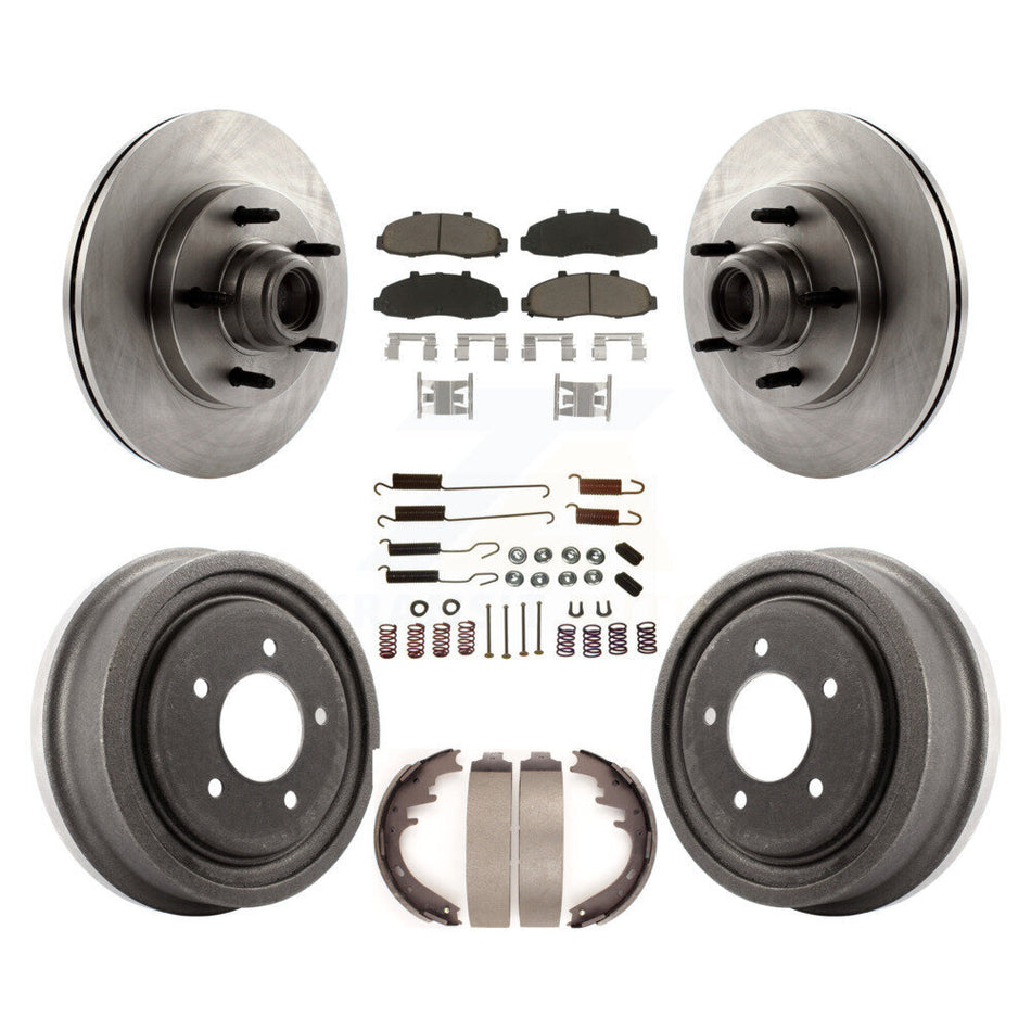 Front Rear Disc Brake Rotors Hub Assembly Ceramic Pads And Drum Kit (7Pc) For Ford F-150 K8C-102733