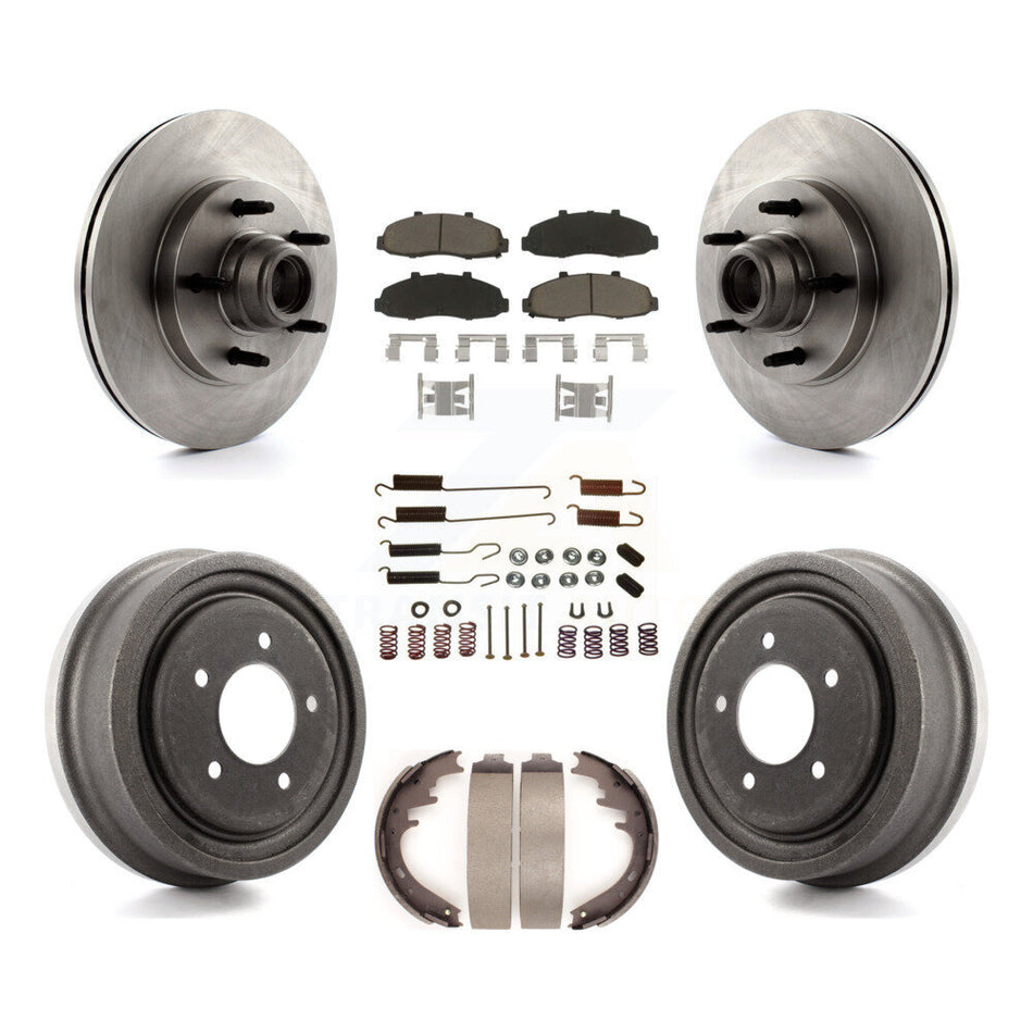 Front Rear Disc Brake Rotors Hub Assembly Ceramic Pads And Drum Kit (7Pc) For Ford F-150 K8C-102733