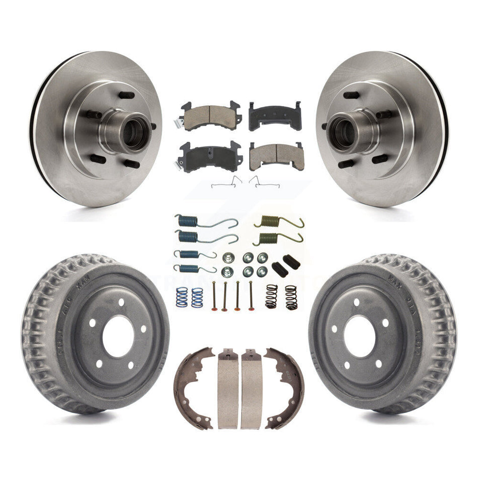 Front Rear Disc Brake Rotors Hub Assembly Ceramic Pads And Drum Kit (7Pc) For 1991-1991 GMC Sonoma Chevrolet S10 Blazer S15 Jimmy With ABS Tone Ring RWD K8C-102745