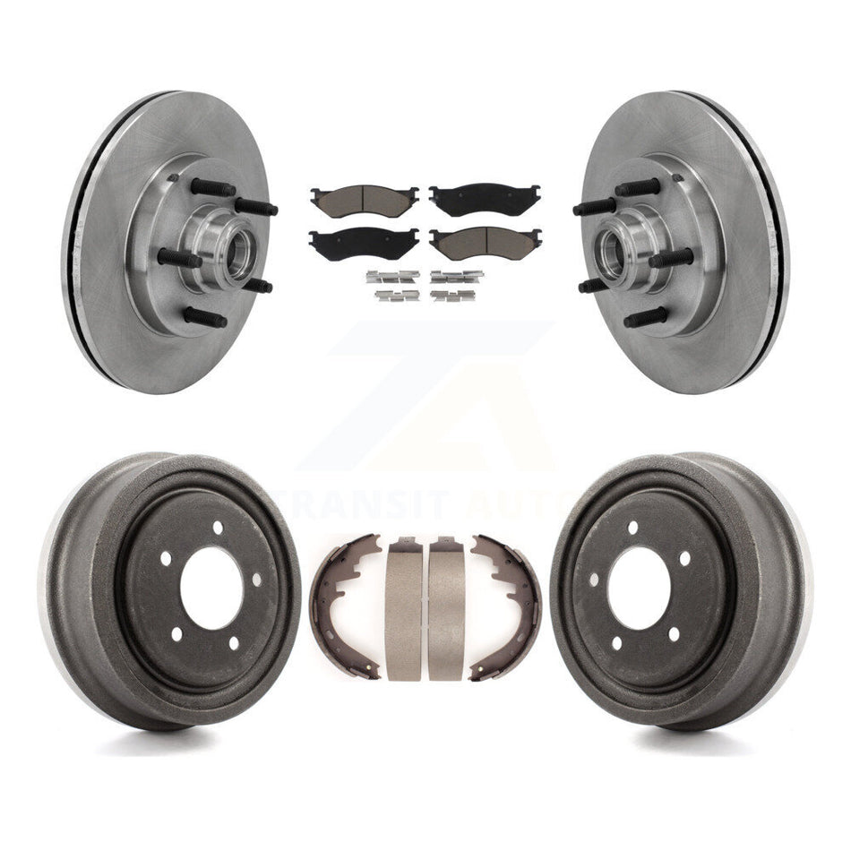 Front Rear Disc Brake Rotors Hub Assembly Ceramic Pads And Drum Kit For 1999 Ford F-150 RWD With 5 Lug Wheels 14mm Wheel Lugs K8C-102760