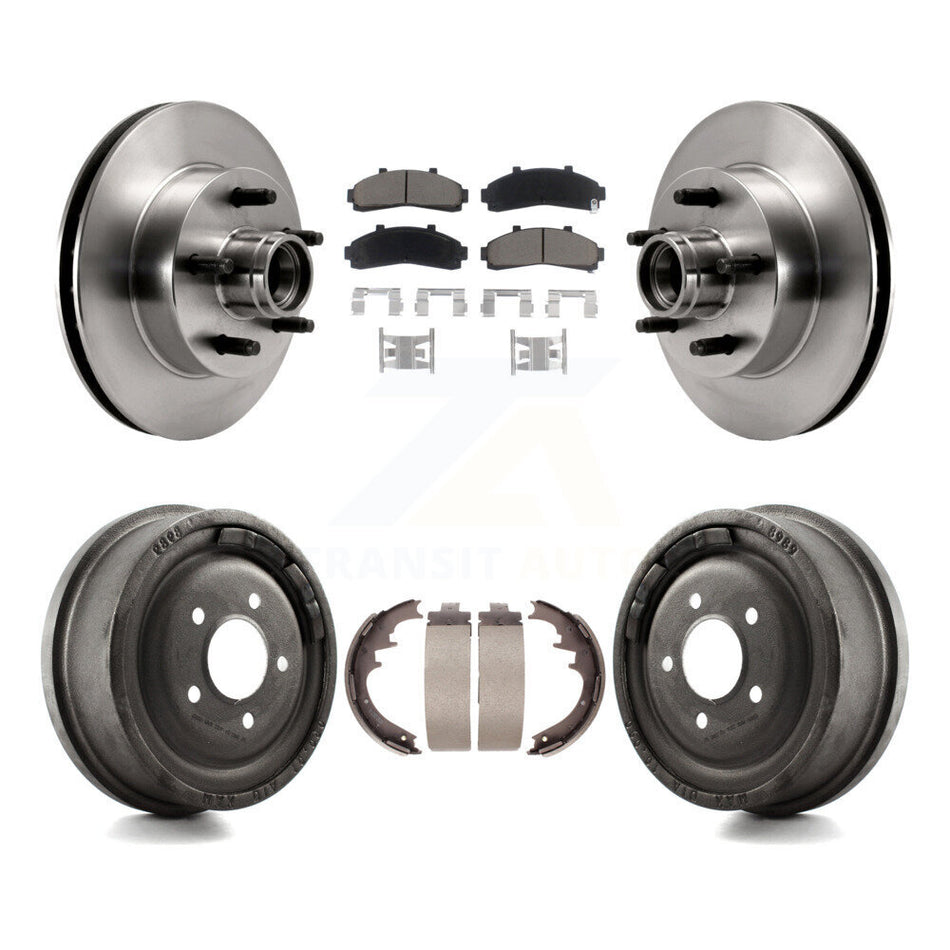 Front Rear Disc Brake Rotors Hub Assembly Ceramic Pads And Drum Kit For Ford Ranger Mazda B2500 B3000 B4000 With 10" Diameter K8C-102763