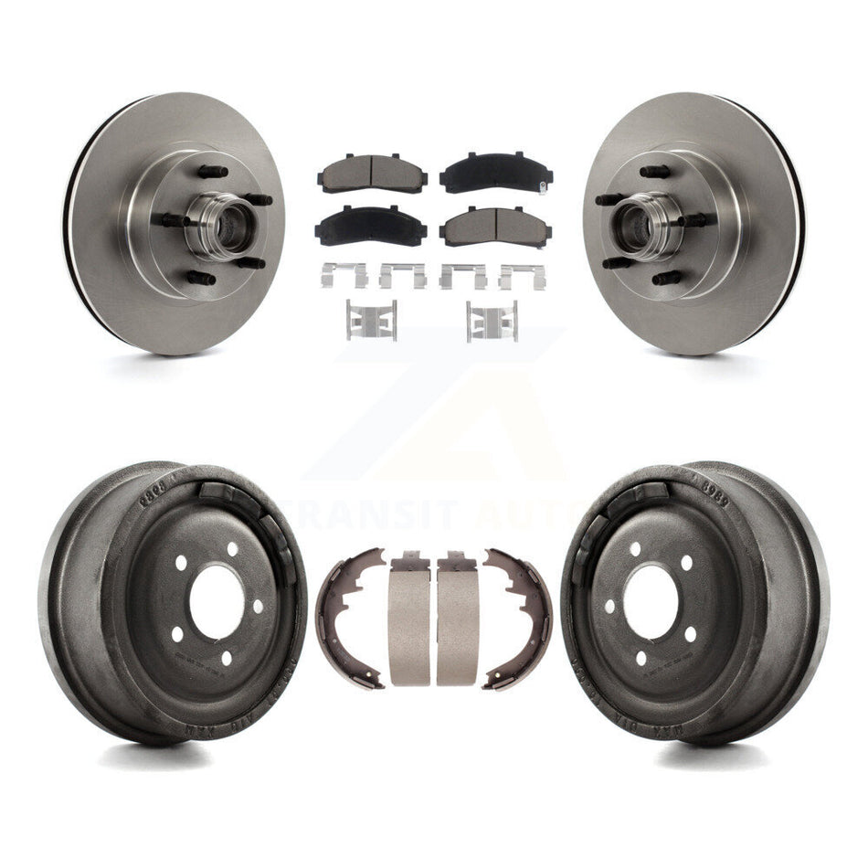 Front Rear Disc Brake Rotors Hub Assembly Ceramic Pads And Drum Kit For Ford Ranger With 10" Diameter K8C-102764
