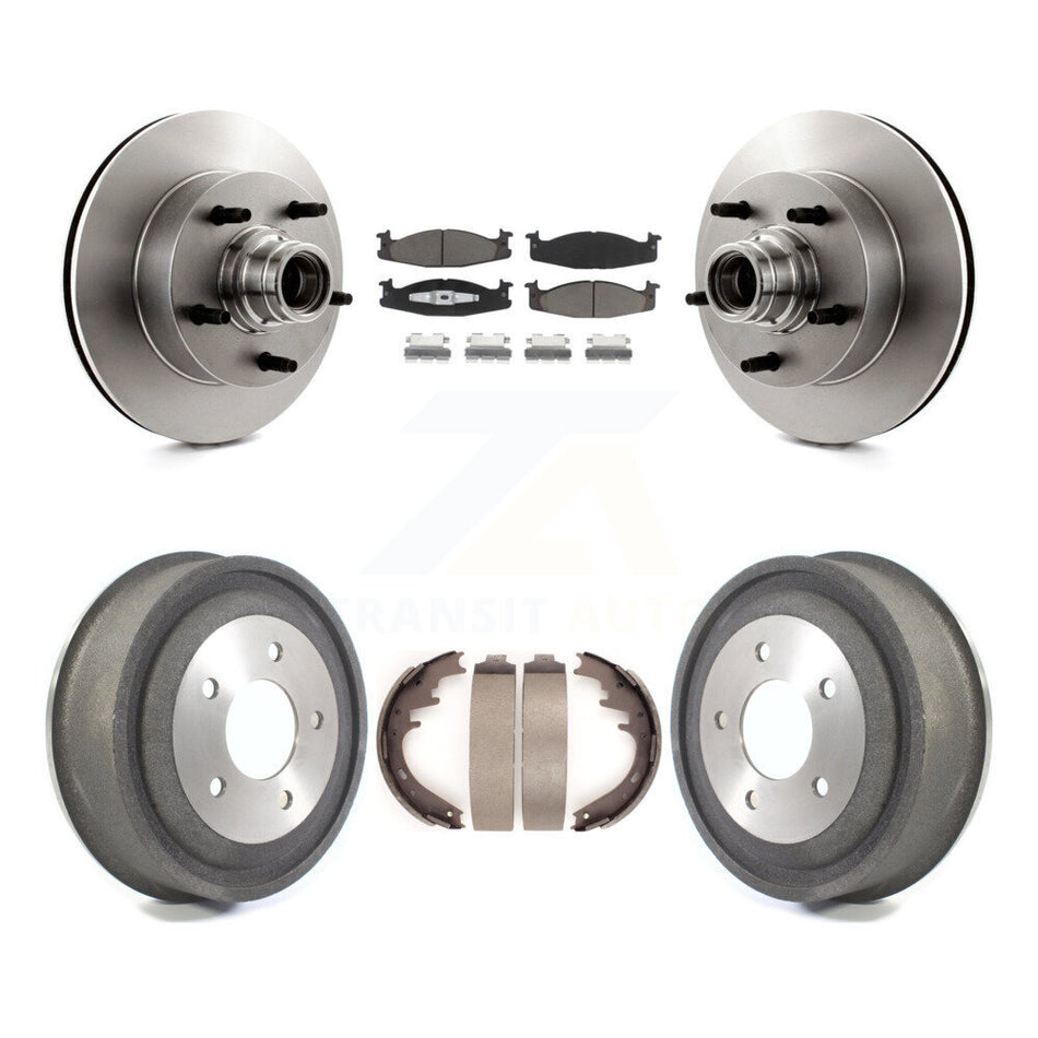 Front Rear Disc Brake Rotors Hub Assembly Ceramic Pads And Drum Kit For Ford E-150 Econoline Club Wagon K8C-102769