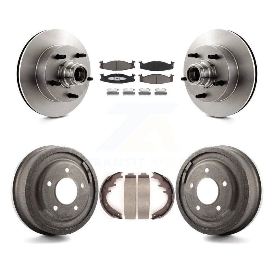 Front Rear Disc Brake Rotors Hub Assembly Ceramic Pads And Drum Kit For 1997-1999 Ford E-150 Econoline Club Wagon K8C-102772