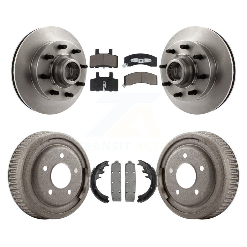 Front Rear Disc Brake Rotors Hub Assembly Ceramic Pads And Drum Kit For 1998-1999 Chevrolet C1500 Suburban DIESEL engine With 10" Diameter K8C-102780