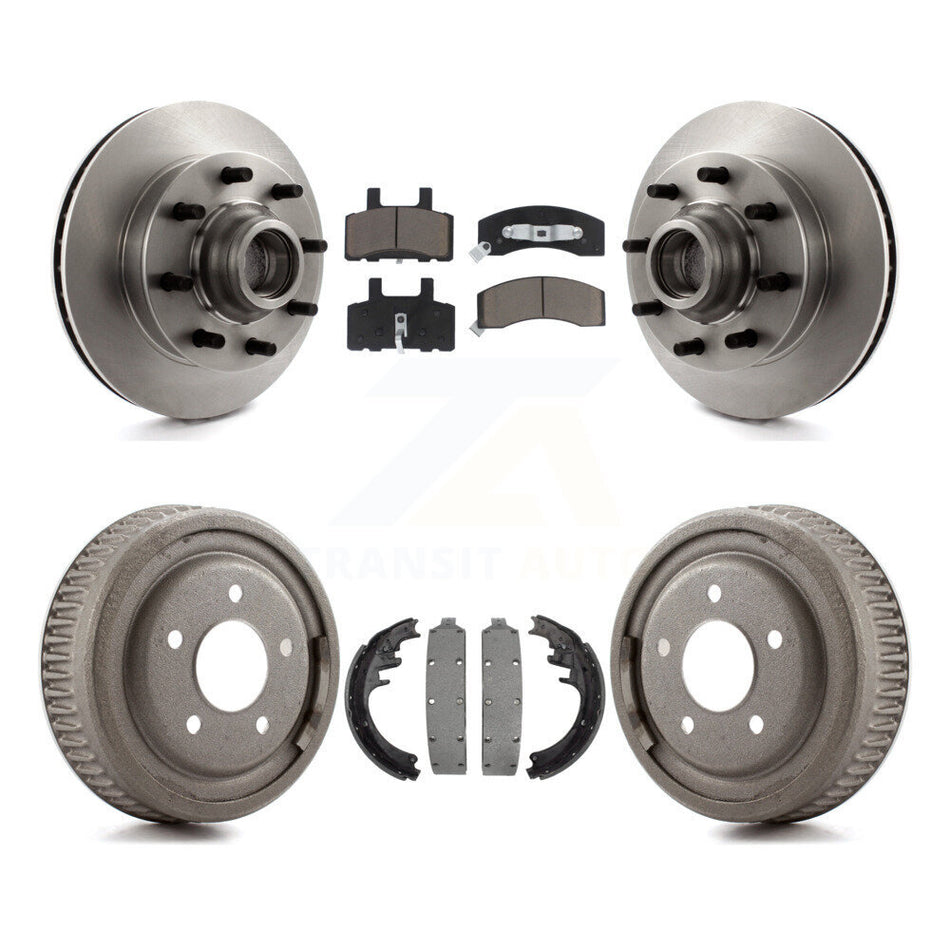 Front Rear Disc Brake Rotors Hub Assembly Ceramic Pads And Drum Kit For 1998-1999 Chevrolet C1500 Suburban DIESEL engine With 10" Diameter K8C-102780