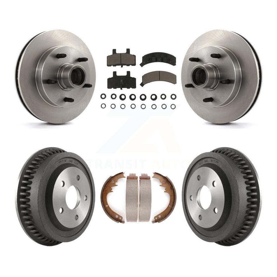 Front Rear Disc Brake Rotors Hub Assembly Ceramic Pads And Drum Kit For 1994-1999 Dodge Ram 1500 RWD K8C-102782