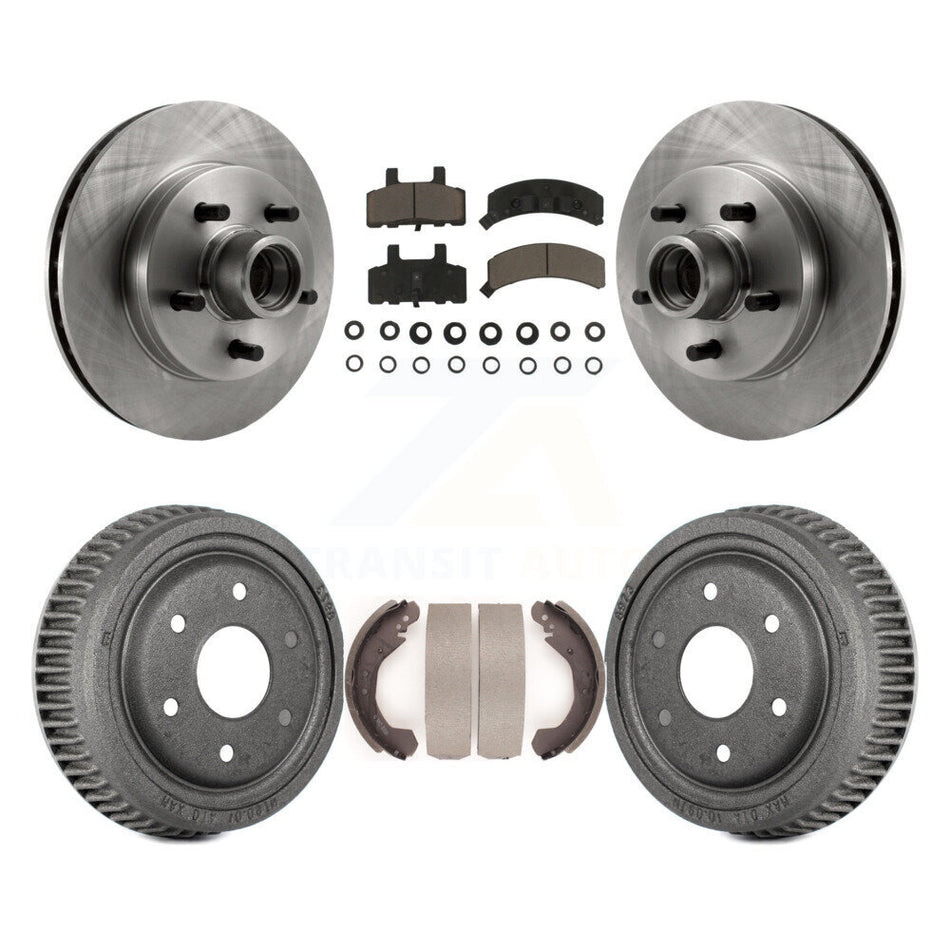 Front Rear Disc Brake Rotors Hub Assembly Ceramic Pads And Drum Kit For GMC Yukon RWD With 10" Diameter 6 Lug Wheels K8C-102784
