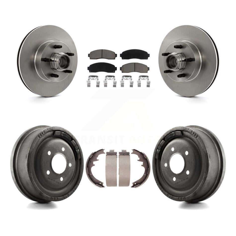 Front Rear Disc Brake Rotors Hub Assembly Ceramic Pads And Drum Kit For 2006-2009 Ford Ranger RWD With 10" Diameter K8C-102789