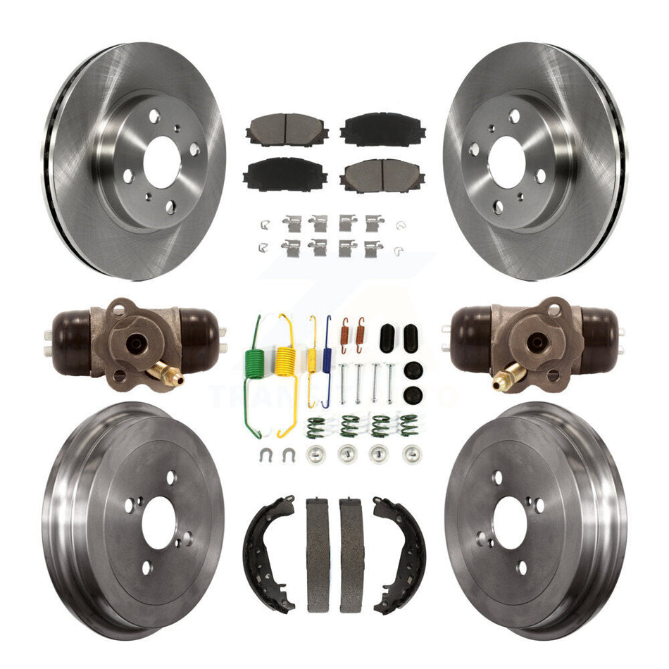 Front Rear Disc Brake Rotors Ceramic Pads And Drum Kit (9Pc) For Toyota Yaris K8C-102796