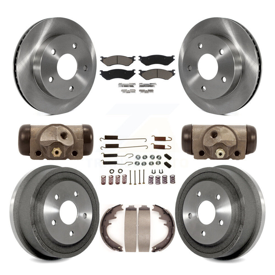Front Rear Disc Brake Rotors Ceramic Pads And Drum Kit (9Pc) For 2000-2001 Dodge Ram 1500 RWD K8C-102829
