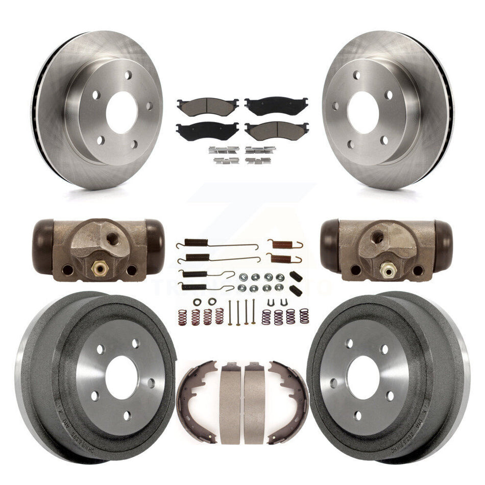 Front Rear Disc Brake Rotors Ceramic Pads And Drum Kit (9Pc) For 2000-2001 Dodge Ram 1500 4WD K8C-102830
