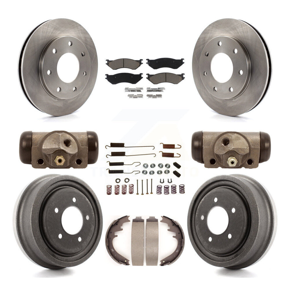 Front Rear Disc Brake Rotors Ceramic Pads And Drum Kit (9Pc) For 1999 Ford F-150 4WD With 7 Lug Wheels K8C-102831
