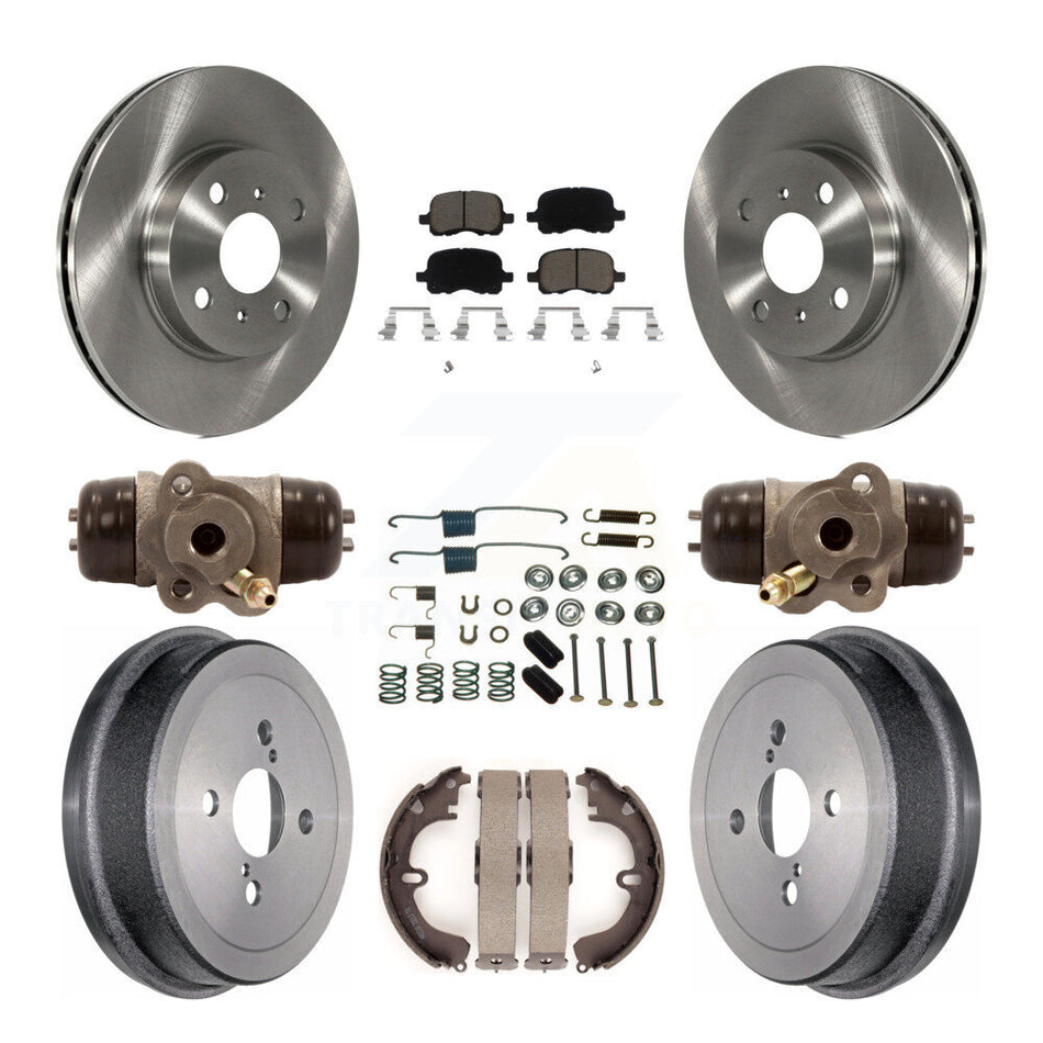 Front Rear Disc Brake Rotors Ceramic Pads And Drum Kit (9Pc) For Toyota Corolla Non-ABS K8C-102834